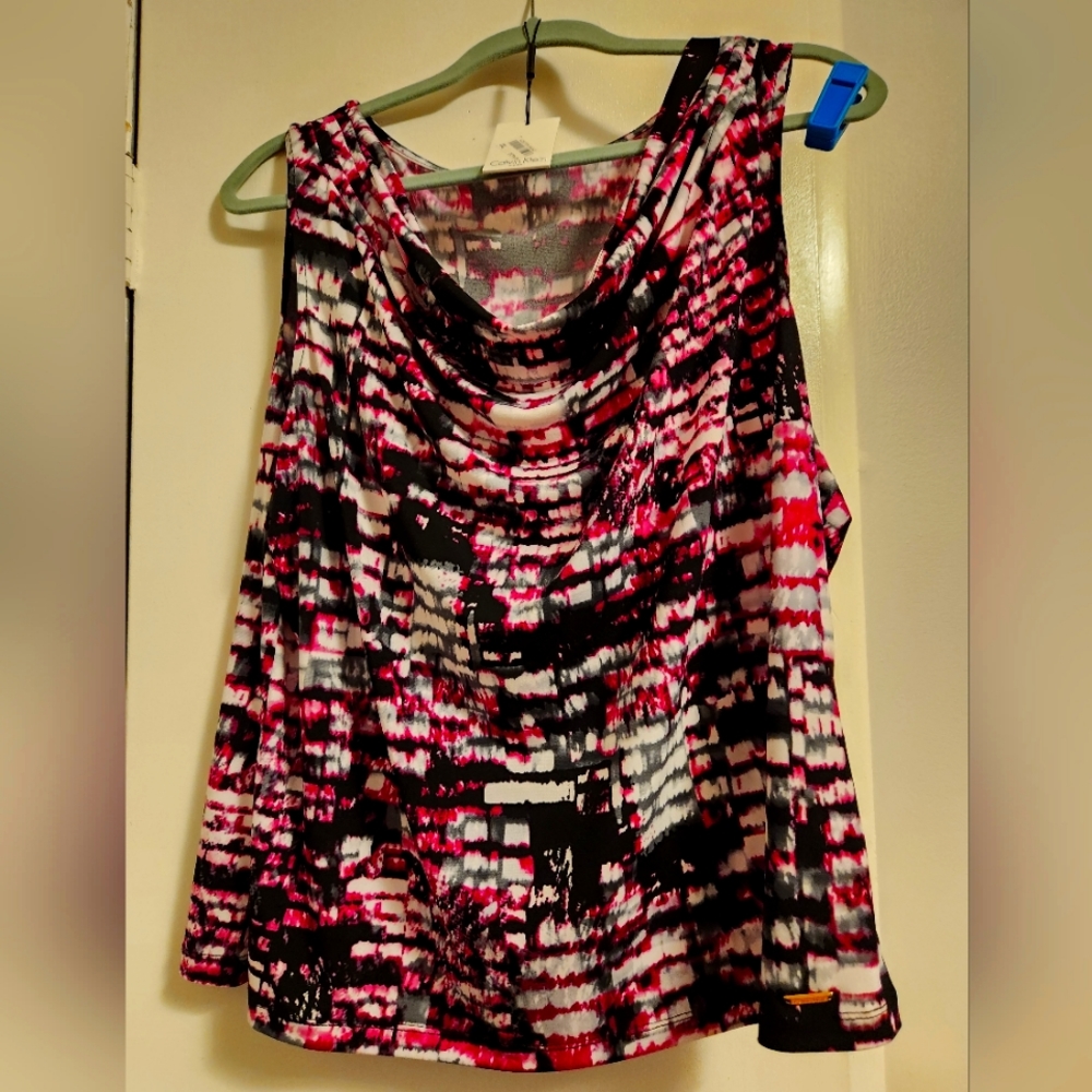 CALVIN KLEIN SLEEVELESS DRAPED TOP